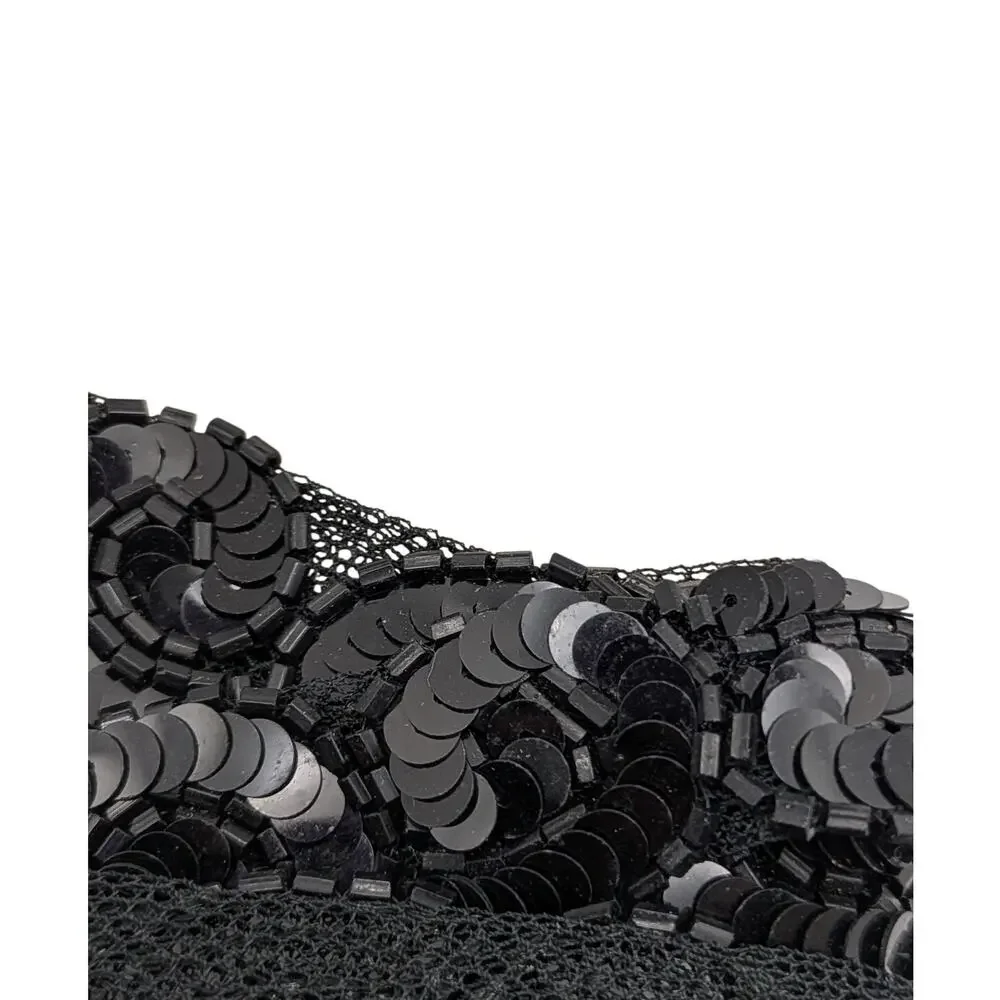 Vintage Black Sequin Trim 9.5 Yards 1in Sewing Costume Craft Embellishment